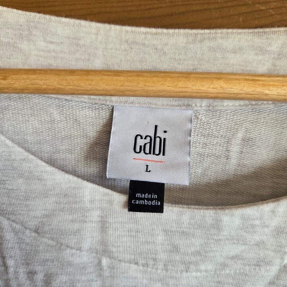 Cabi 6119 Snap Shoulder Sweatshirt Gray Large Soft Top Long Sleeve Fall Cozy - Picture 5 of 7